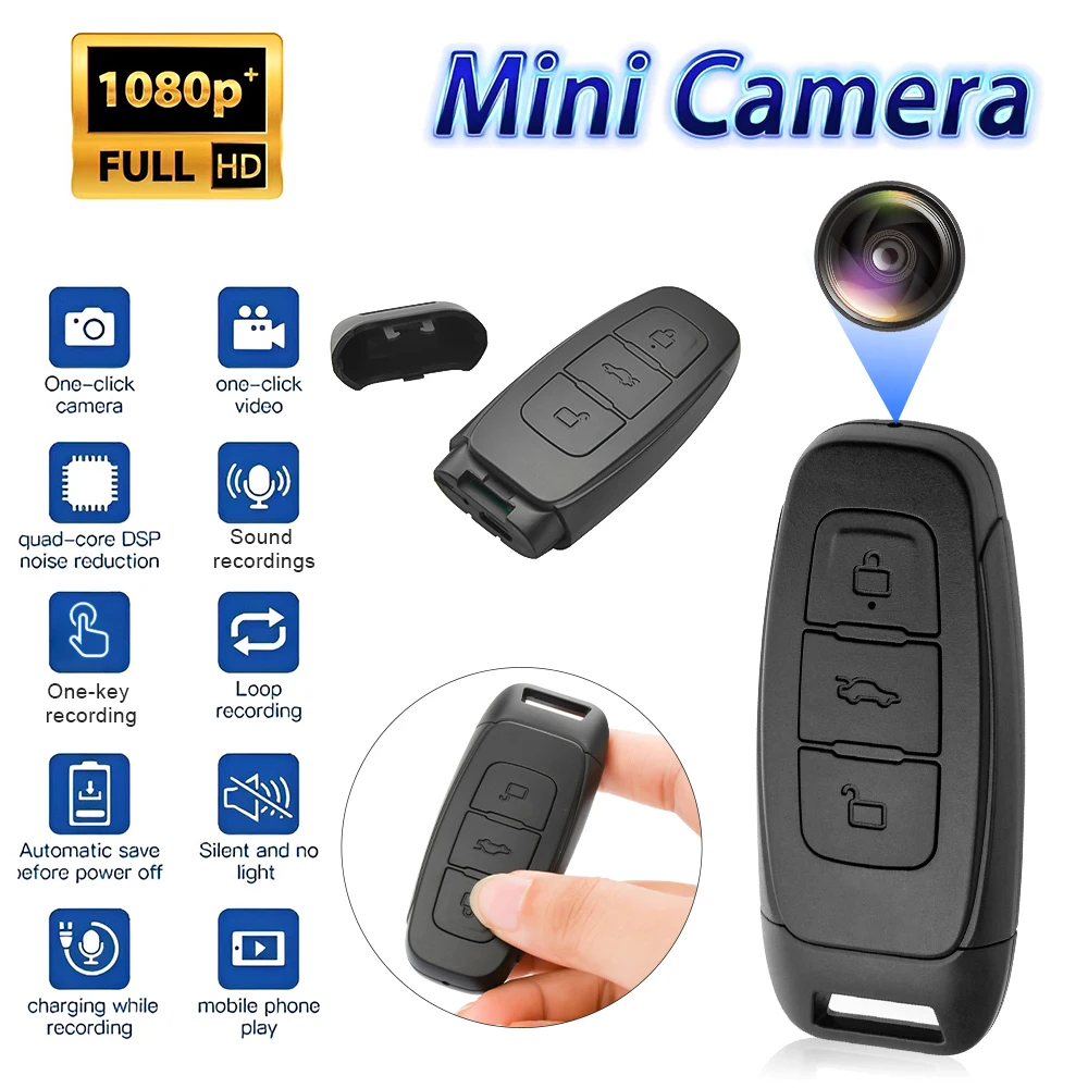 

Мини-камера Full HD 1080P, видеорегистратор для автомобильных ключей с углом обзора 140 ° и функцией обнаружения движения