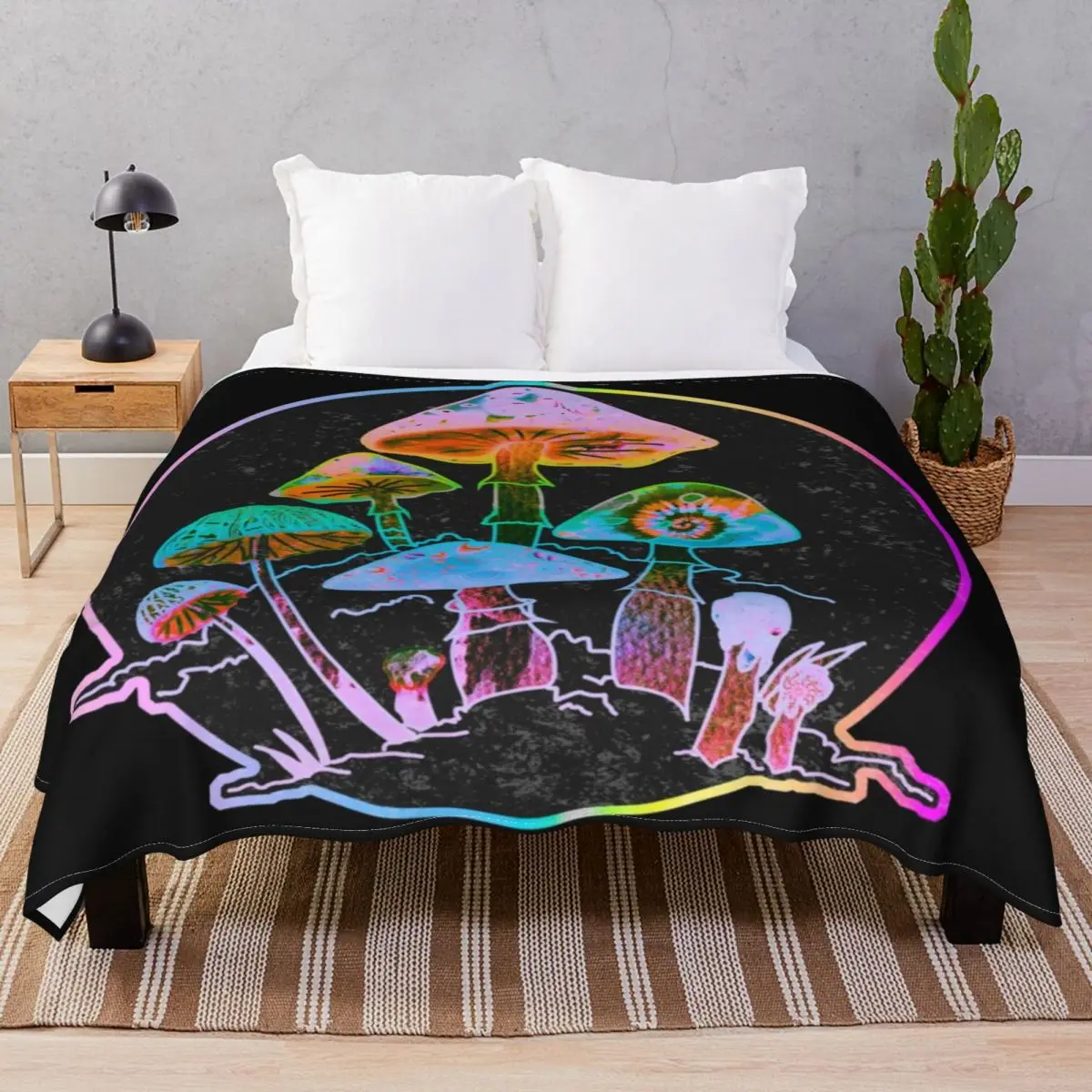 Garden Of Shrooms 2020 Blankets Fleece Decoration Warm Throw Blanket for Bedding Sofa Camp Office