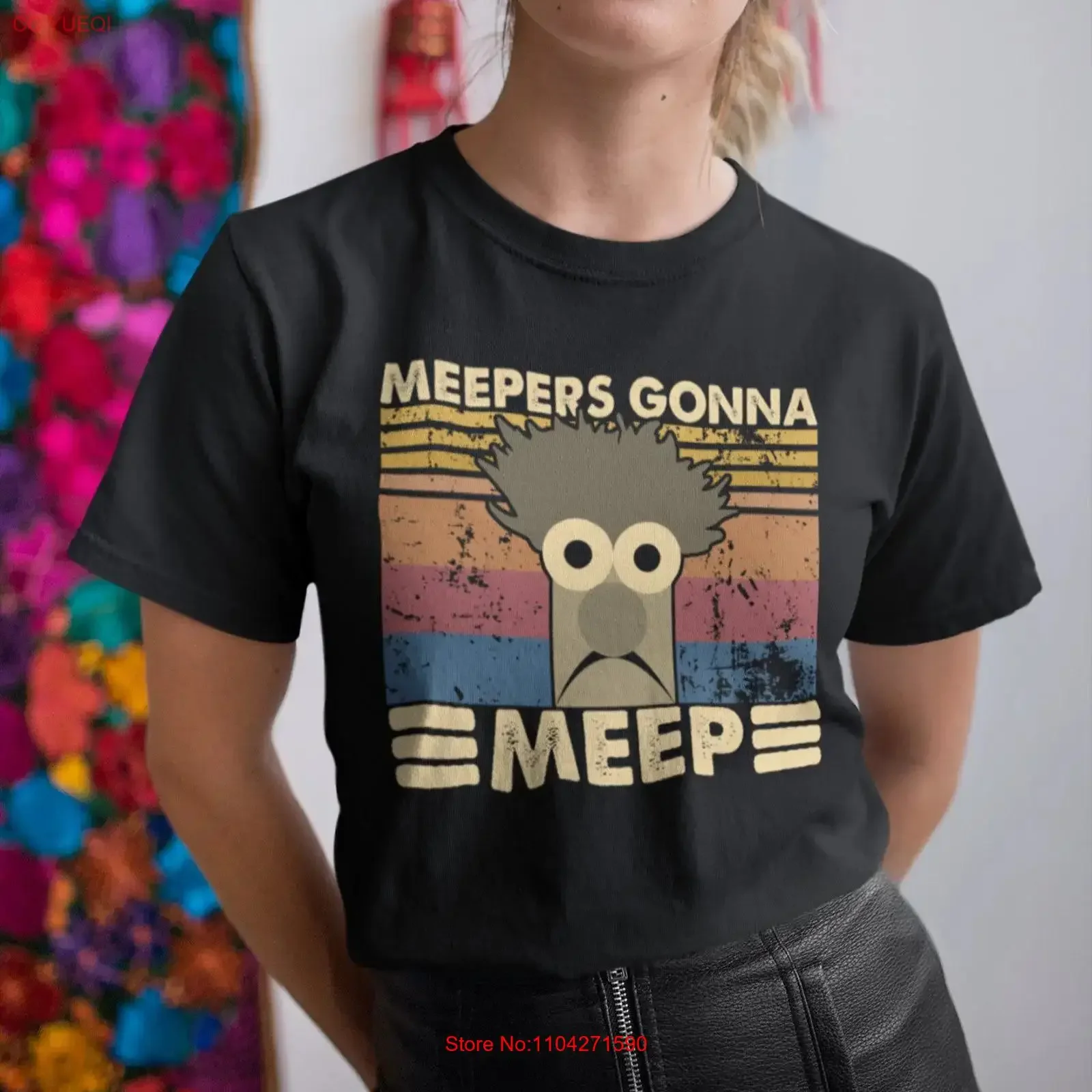 Фото Винтажная футболка Meepers Gonna Meep в стиле ретро, с эффектом потертости, с графическим принтом, слегка унисекс, повседневная, эластичная №1