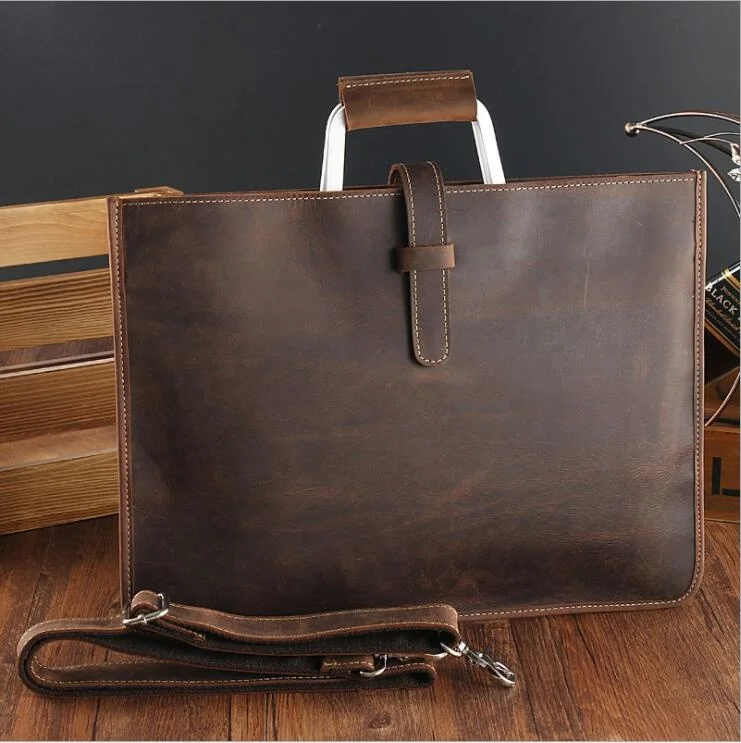 

Cowkskin Layer Purse Leather Ipad Men's High Business Clutch Wallet Bag Fashion Document Bag Luxury Briefcase Top File