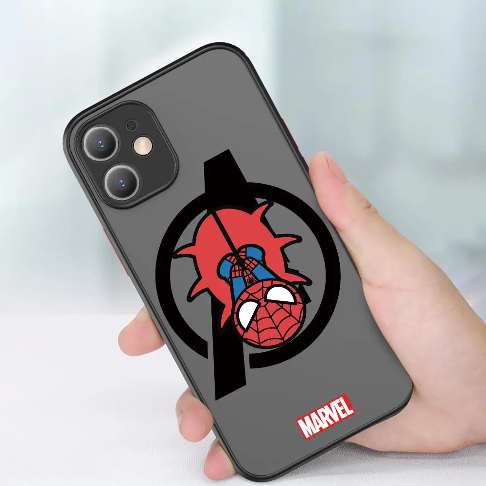 Матовый чехол с логотипом Marvel мстители для iPhone 13 12 11 Pro Max XR XS X 6s 7 8 Plus SE мини-бампер