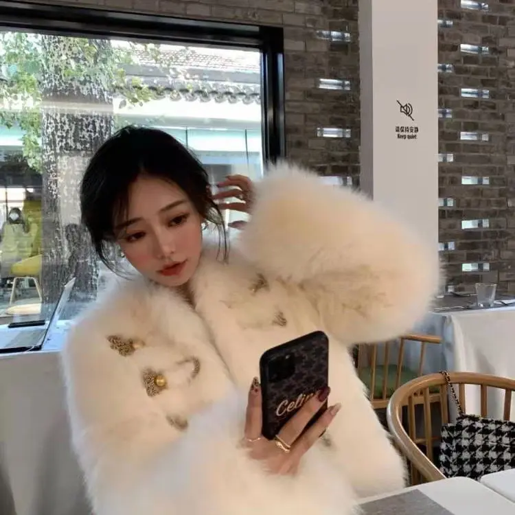 

Fur Coats Women 2022 Autumn Winter Tops Fashion Faux Fox Fur Overcoats Elegant Thick Warm Faux Fur Jackets for Female E46