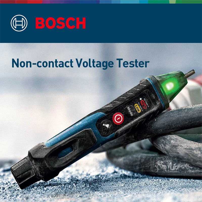 Фото Цифровой бесконтактный детектор напряжения Bosch GVD 1000-17 Professional, измерительный прибор с двумя диапазонами напряжения 24В-1000В переменного тока №2