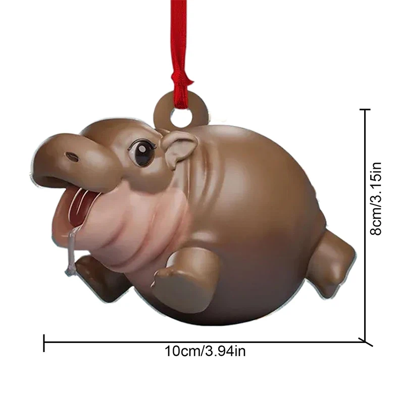 2D акриловый кулон Moo Deng Hippo милый детский орнамент в стиле бегемота подвесное