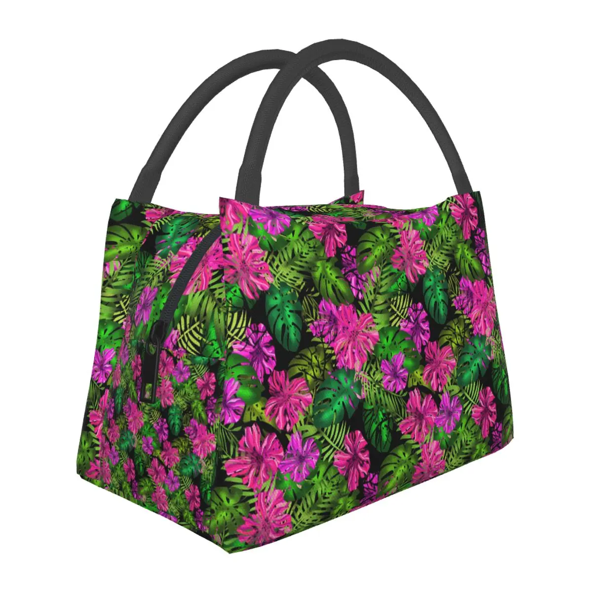 

Plants Print Lunch Bag Tropical Flowers Picnic Lunch Box For Child Aesthetic Print Thermal Lunch Bags Waterproof Cooler Bag