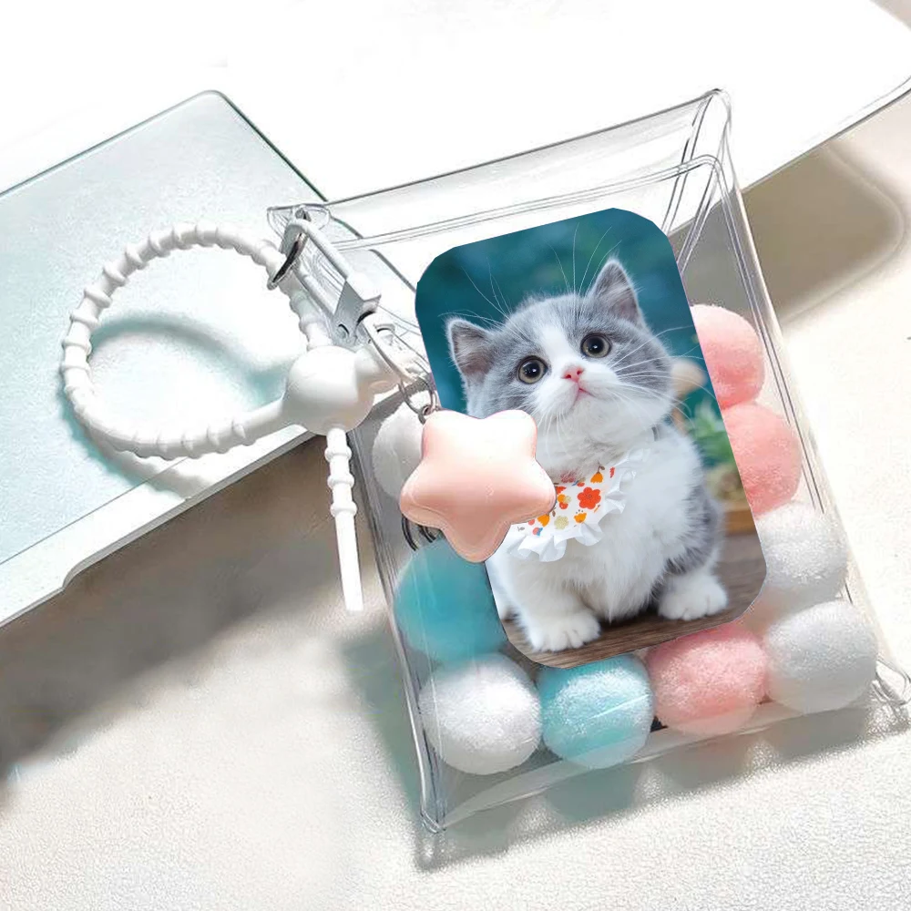 

Cute Ins Translucent Photocard Holder Kpop Idol Small Photo Storage Display Bag With Star Pendant PVC Snap Card Package