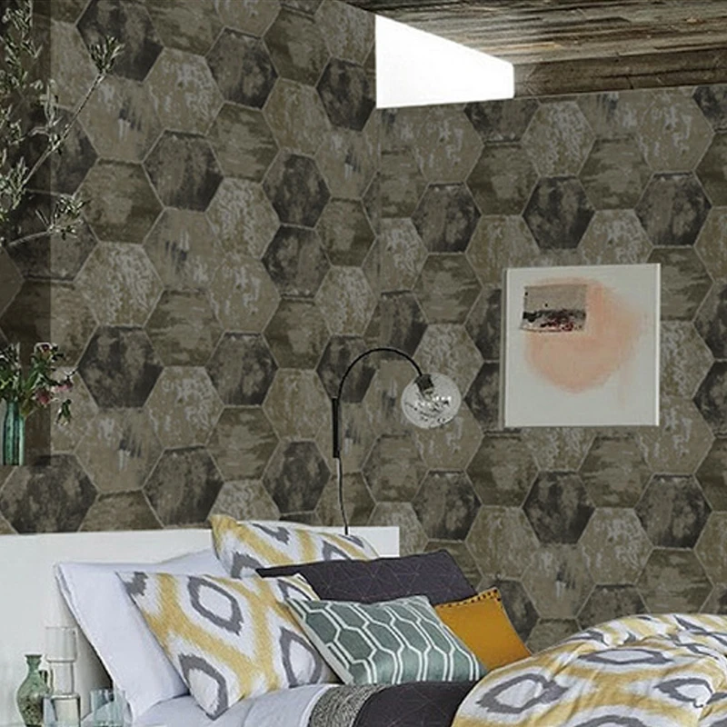 

Промышленная бетонная настенная 3D Бумага Лофт цемент решетка для отеля ресторана Кофейни чайного дома бумажная накладка с геометрическим рисунком контактная бумага