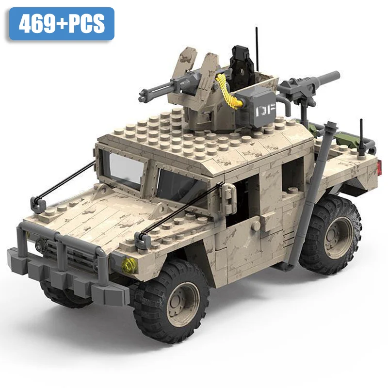 

Technical Military Desert Hummer Armored Car Model Building Blocks Off-road Vehicle With Soldier Figure Bricks Toys For Children