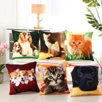 45x45cm lovely puppy cat dog printed cushion cover short plush home living room sofa decor