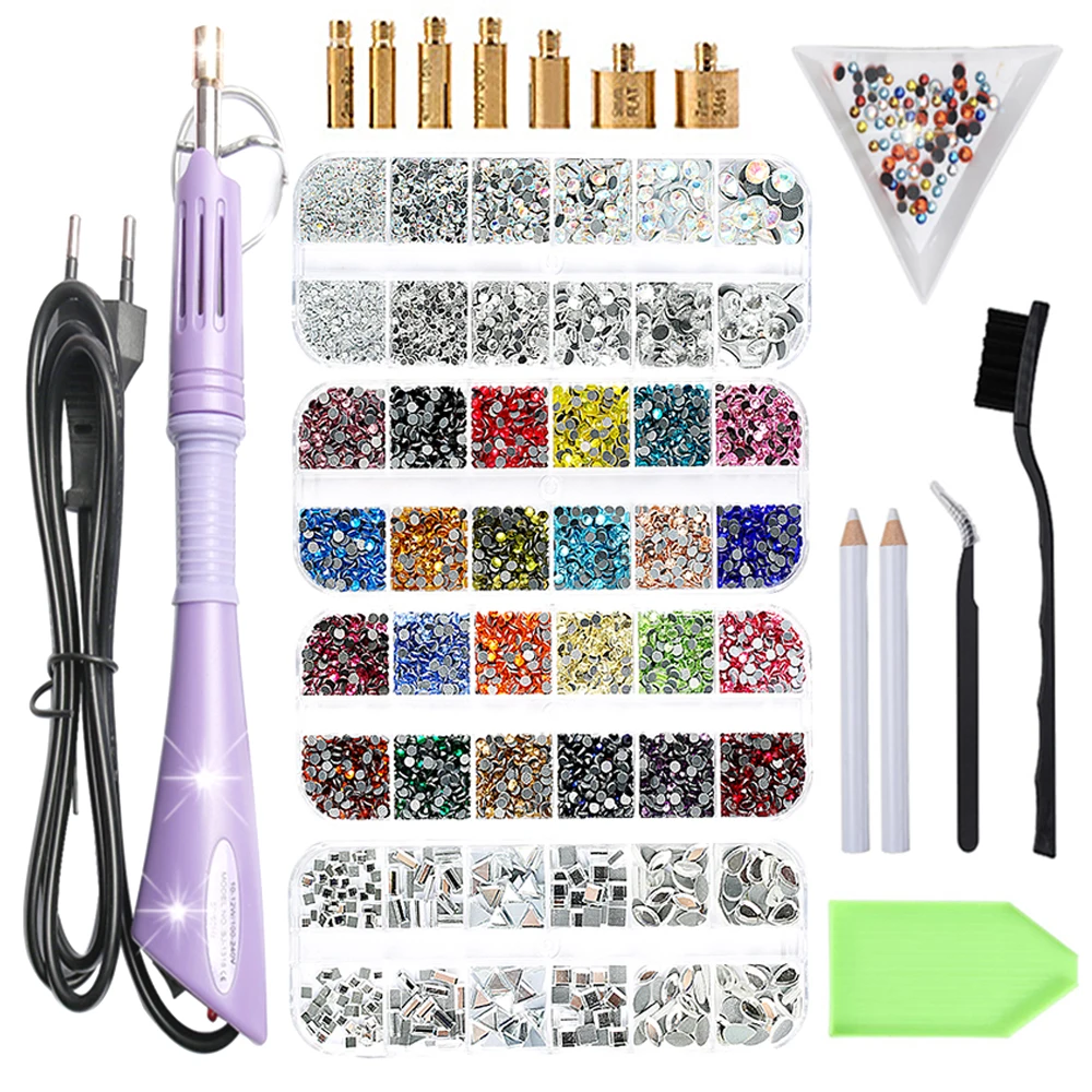 Купи 2000Pcs-9600Pcs/box Hot Fix Rhinestones Set/EU or US PLUG Hotfix Applicator Hot Fix Crystal Glass Rhinestone Iron-on Wand Strass за 442 рублей в магазине AliExpress