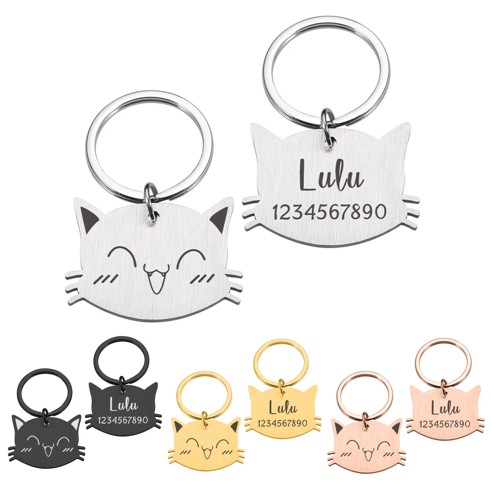 

Pet ID Tags for Kitten Customized Cat ID Name Tag Accessories Cats Tag Collars Stainless Steel Pets Engraved Collar Wholesale