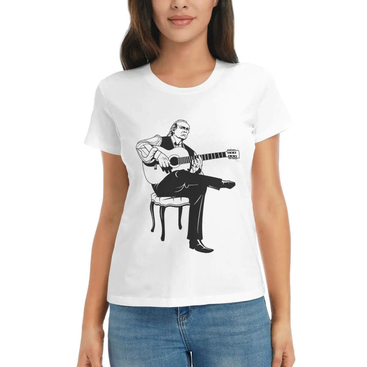 

Paco De Lucia Cute R228 Campaign High grade White Tshirt Travel USA Size