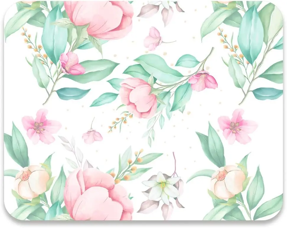 

Mouse Pad Medium Mouse Mat Anti-Slip Base for PC Office Working Gaming 9.5x7.9x0.12 Inch Hand Drawn Flowers