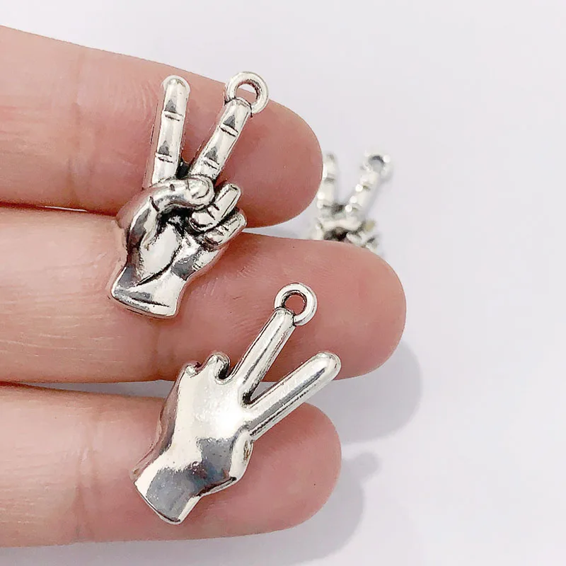 

10pcs Charms 11x24mm Scissor Gesture Charms Pendant for Jewelry Making DIY Jewelry Antique Silver Color Charm Pendant Accessorie