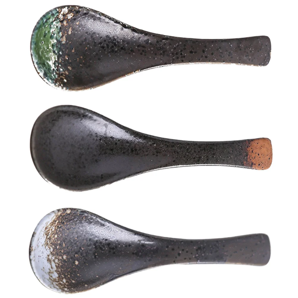 

3pcs Ceramic Japanese Style Kitchen Spoon Rice Soup Spoon Kitchen Supply