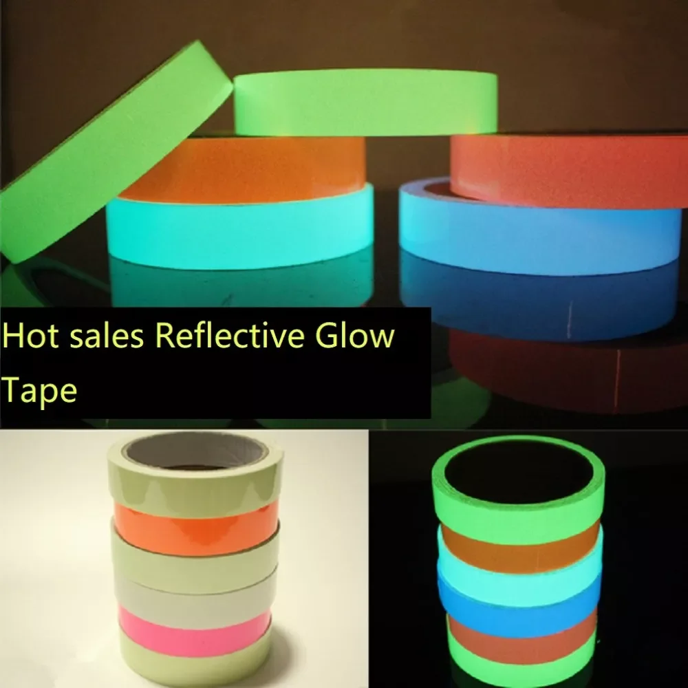 

2022 NEW PVC Reflective Glow Tape Multi-Color Self-adhesive Sticker Removable Fluorescent Glowing Dark Striking Warning Tapes