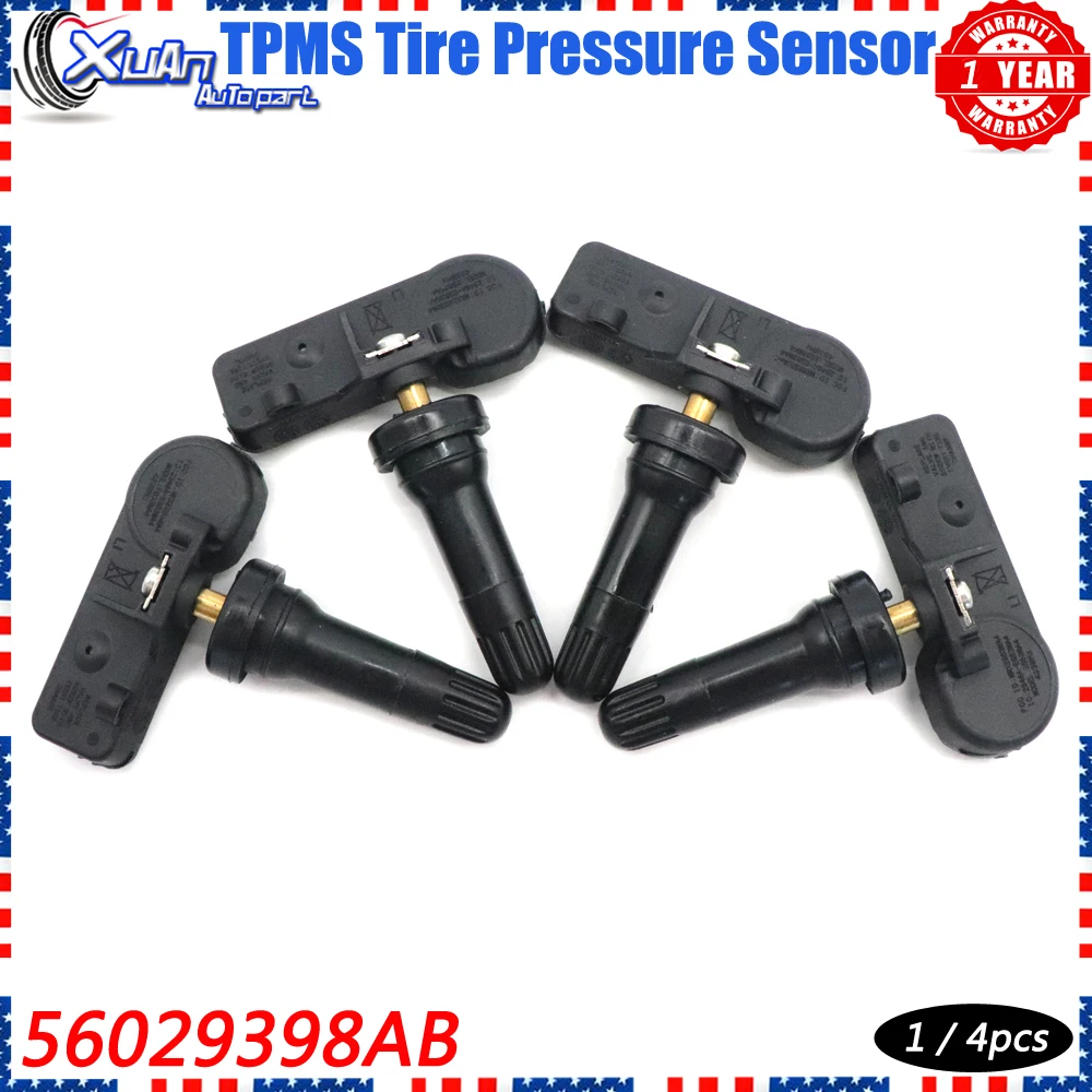 

XUAN 4 шт. TPMS датчик давления в шинах 56029398AB для CHRYSLER 300 TOWN & COUNTRY ALFA ROMEO 4C 2010-2016 433Mhz