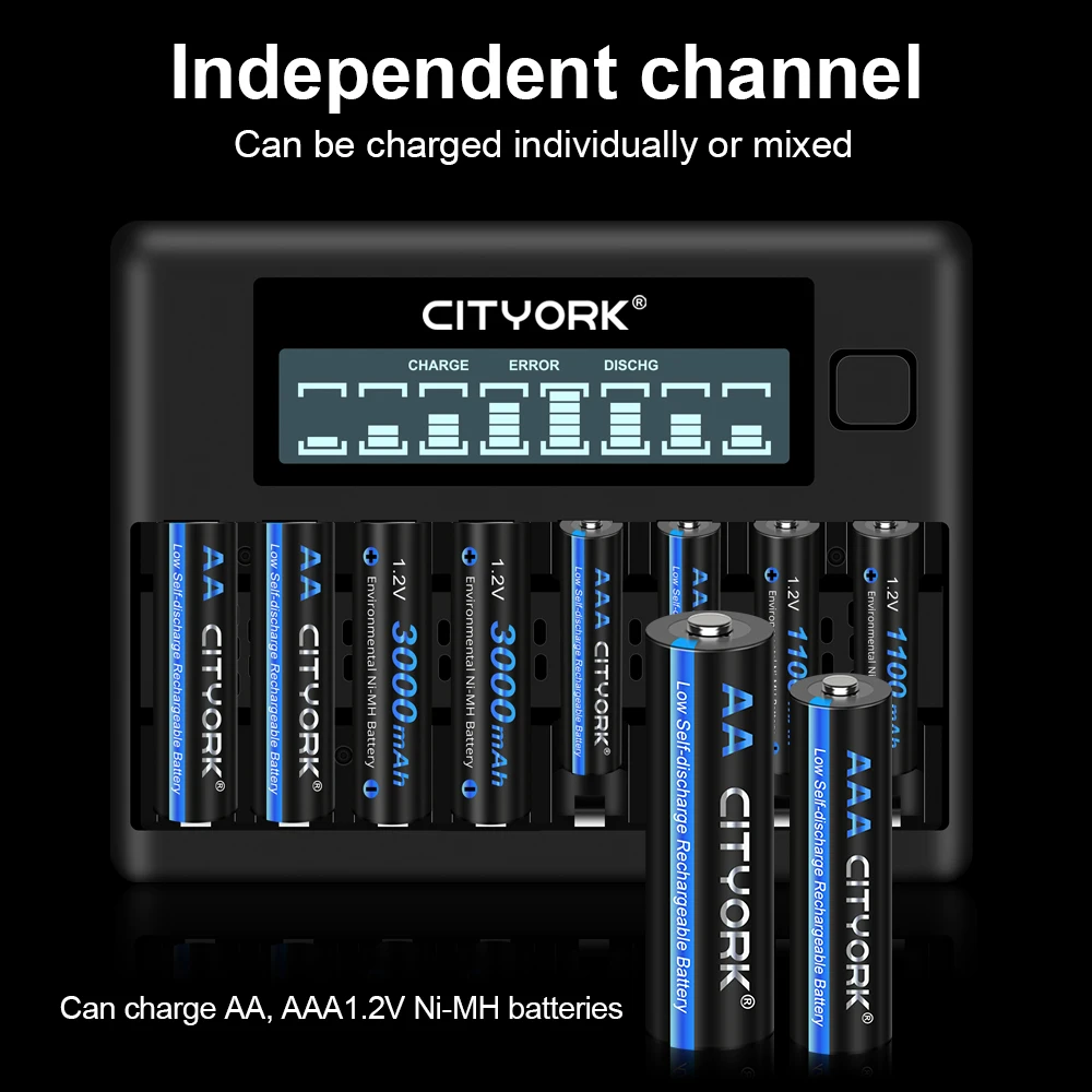 

Умное зарядное устройство с 8 слотами, ЖК-дисплей, 1,2 в, AA, AAA, для 1,2 в, 2A, 3A NI MH, NI-CD аккумуляторов, интеллектуальное зарядное устройство USB