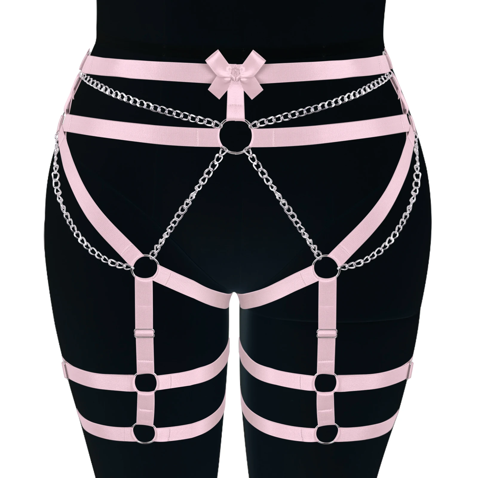 

Women Fetish Rave Goth Harness Garters Bondage Body Harness Cage Leg Stocking Garter Belt Sexy Lingerie Wear Pole Dance