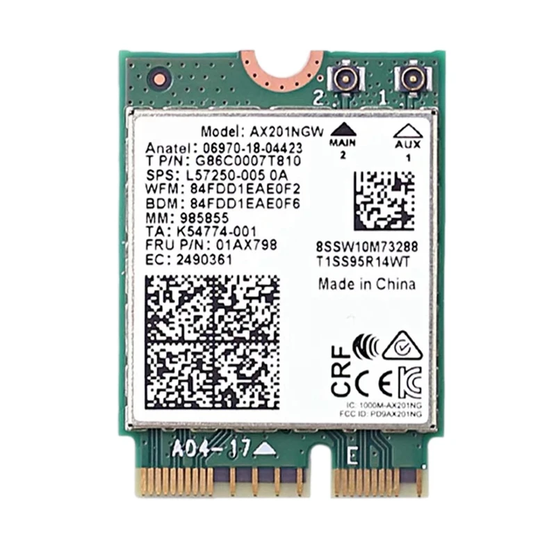 

Wi-Fi-адаптер Ax201 Ngw с антенной, 6 3000 Мбит/с, M.2, Cnvio2, Bluetooth 5,1