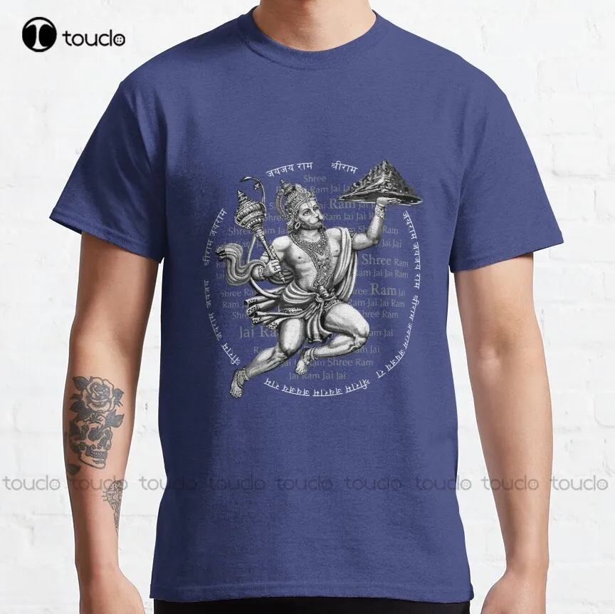 

Hanuman With Shree Ram Mantra Classic T-Shirt Shirts Men Harajuku Streetwear Breathable Cotton Custom Aldult Teen Unisex Xs-5Xl
