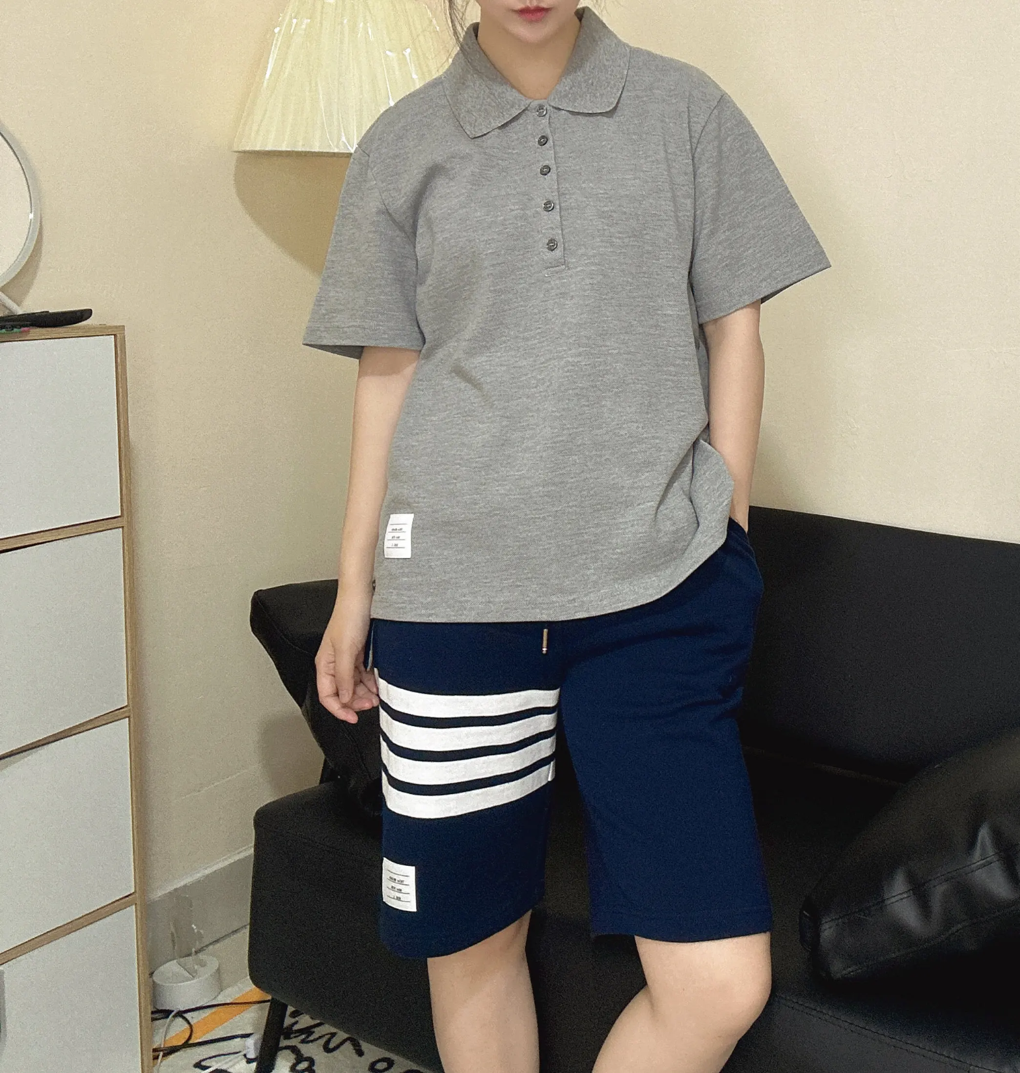  Рубашки-поло из чистого хлопка с четырьмя полосками цветная полоска сзади