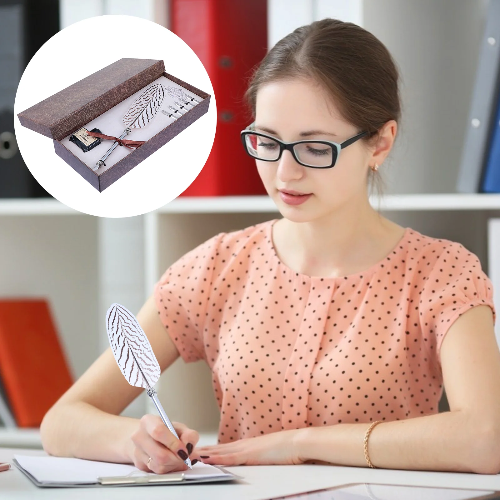 

1 Set Feather Dip Pen Useful Student Writing Stationery Child Practice Tool