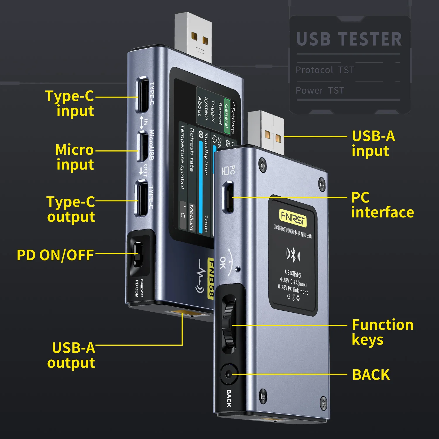 

FNB58 Tester Voltmeter Ammeter USB Test Meter Type-C Fast Charge Protocol Power PD Trigger Detection