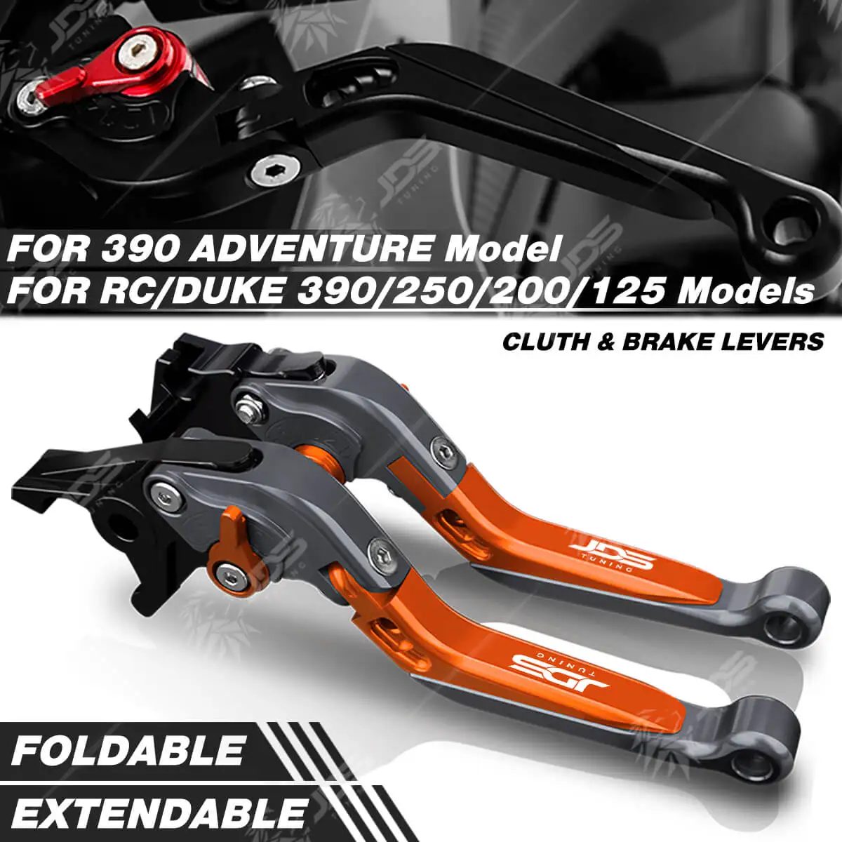 Фото Для KTM 390 ADVENTURE/RC/DUKE 390/250/200/125 рычаг сцепления тормозной рычаг набор Складной Удлиненный регулируемых ручек рычаги аксессуары для мотоциклов Запчасти №1