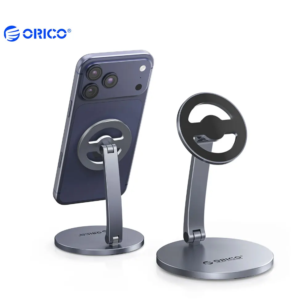 Фото Магнитная подставка для телефона ORICO PS1, регулируемая складная алюминиевая настольная подставка с горизонтальным и вертикальным креплением для iPhone Sma до 6,9 дюймов №1