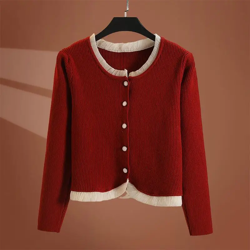 Подол асимметричный кружевной толстый кардиган осенне-зимняя утолщенная