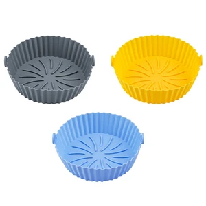 Silicone AirFryer Pot Air Fryers Oven Baking Tray Fried Pizza Chicken Basket Mat Square Round Replacemen Grill Pan Accessories