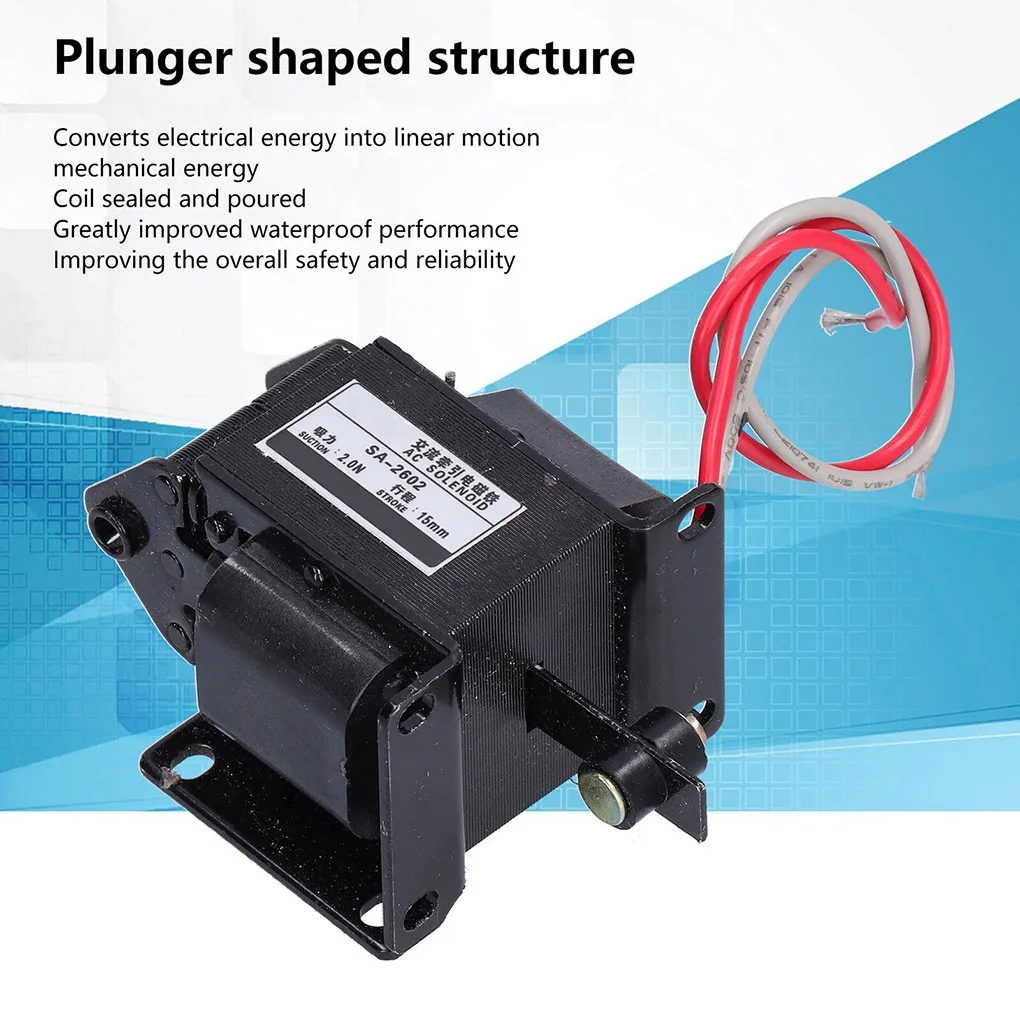 

15mm Push Pull Electromagnet 2.0N 220V Approx. 15mm / 0.6in SA‑2602 Stroke