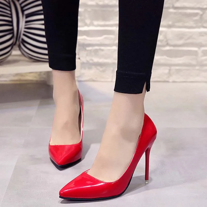 

7/10cm Korean Style Solid Color High Heels Shoes for Women Simple Work Women Shoes Red Bottom High Heels Zapatos De Mujer