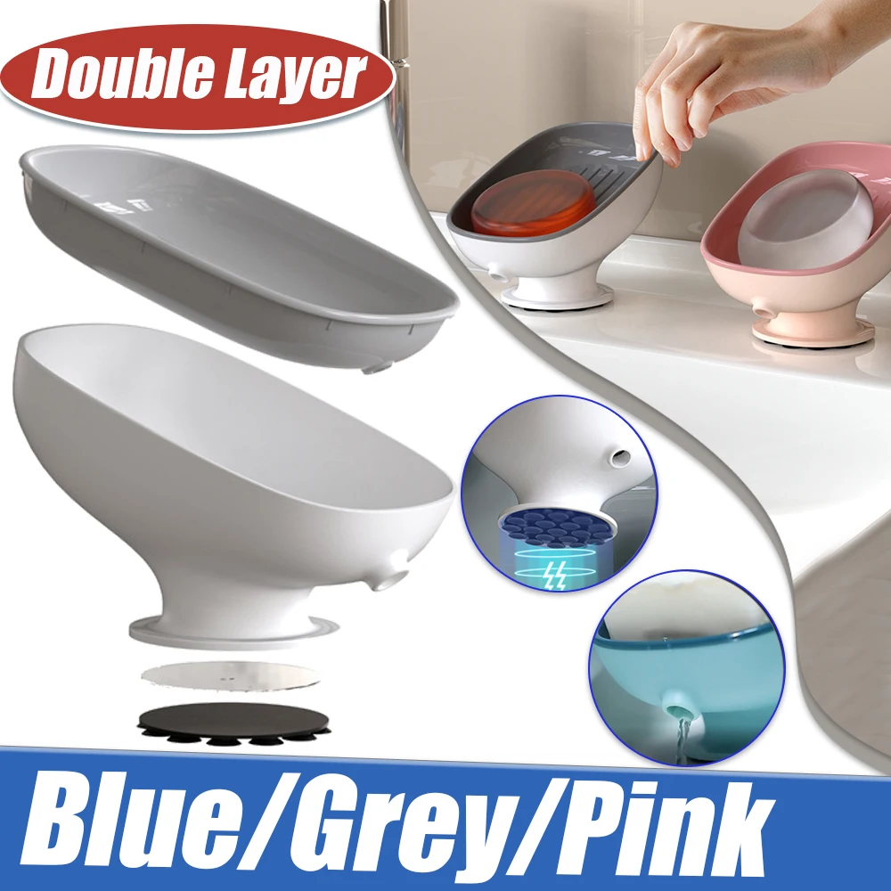 

Super Suction Cup Soap Dish With Drain Water Soap Holder Kithcen Sponge Holder Soap Container Bathroom Supplies For Bathroom