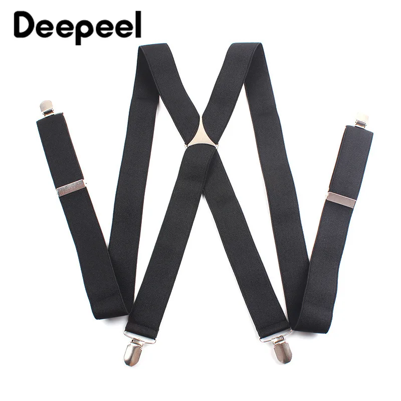 

Deepeel 1pc 3.5X120cm Adult Suit Strap Clip Suspenders X Type 4 Clip Braces Men Suspender Pants Decoration Men's Accessories