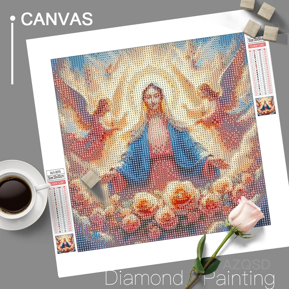 AZQSD Алмазная вышивка 5d Дева Мария мозаика домашний декор икона Роза алмазная