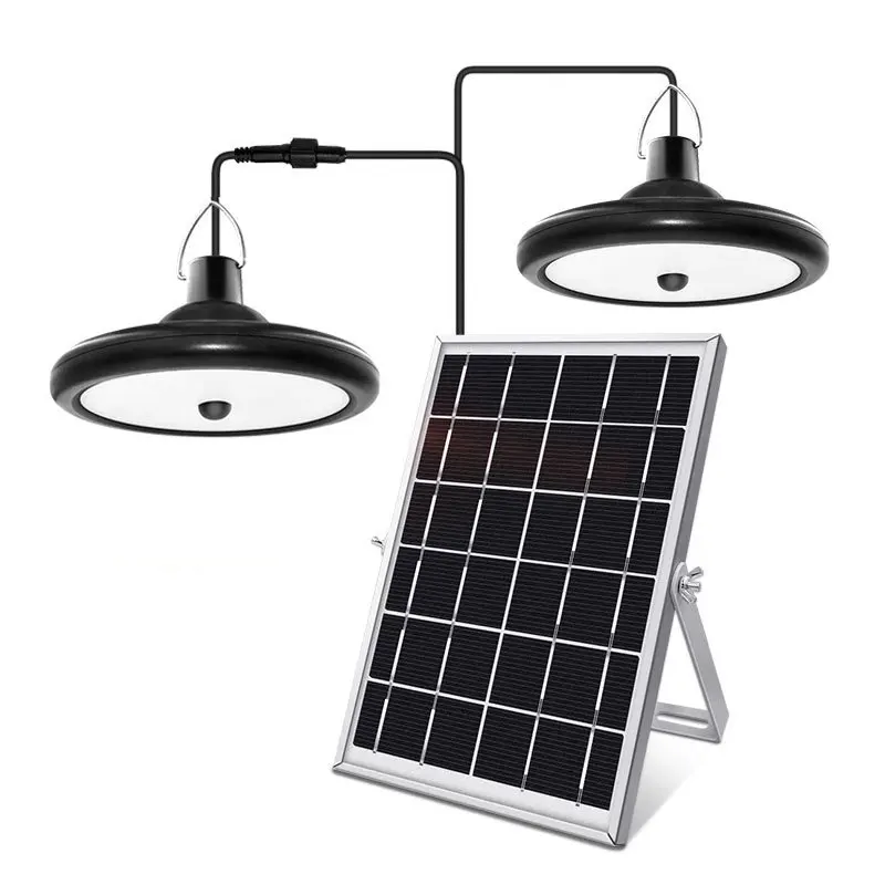 

Solar Chandelier Outdoor Waterproof LED Lamp Double-heads Pendant Light Decorations with Remote Control for Garden