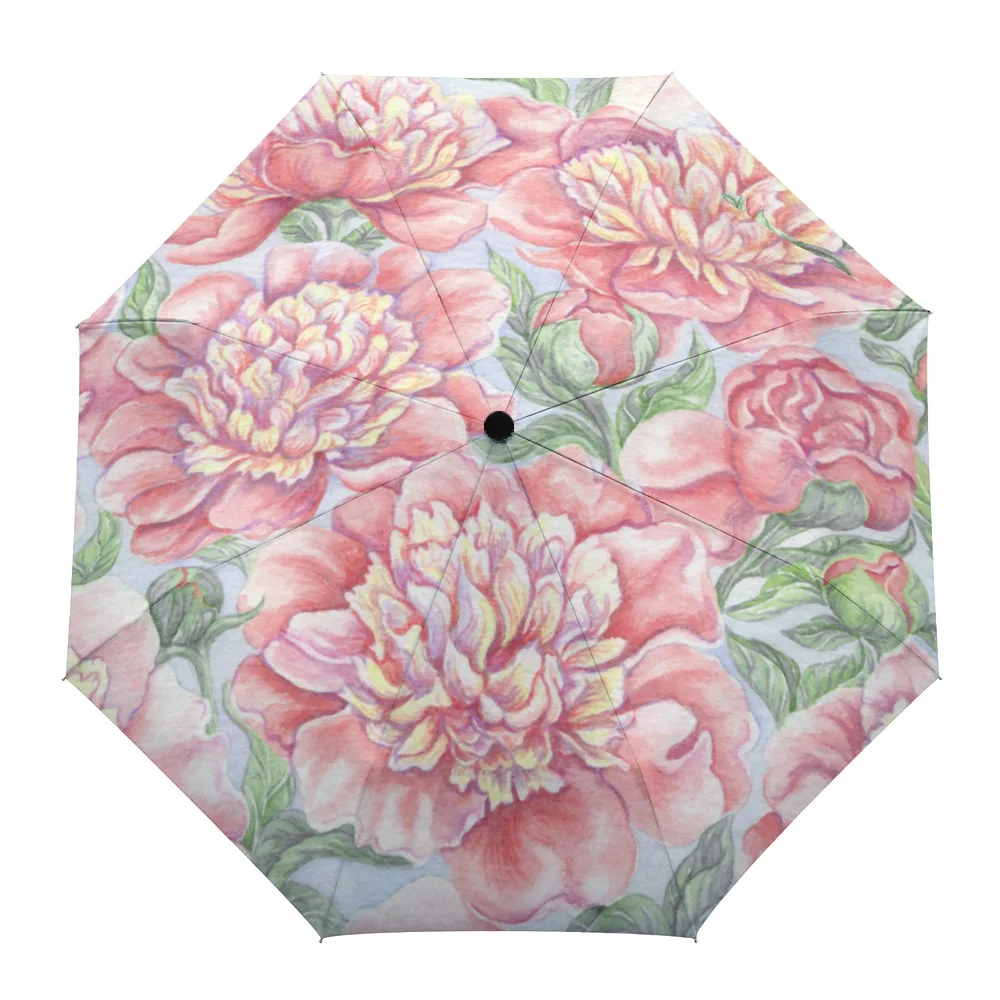 

Пион цветок акварельная картина полностью автоматический дождевой Зонт фотозонт для женщин мужчин восьмижильный зонт