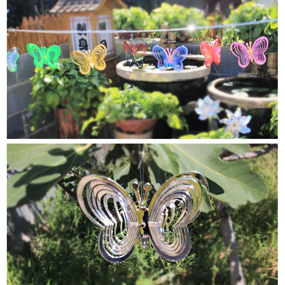 

1Pcs Outdoor Decoration Wind Catcher Rotating Wind Chimes Windmill Reflective Butterfly