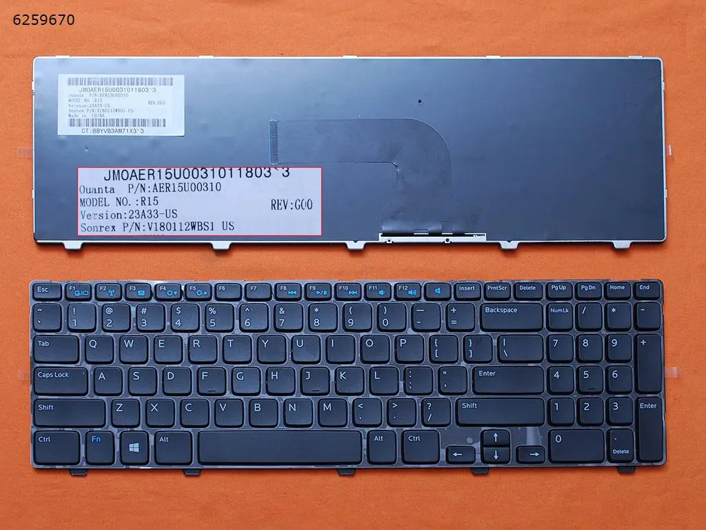 

US Laptop Keyboard for DELL Inspiron 15 3521 15R 5521 2521 3531 M531R 5535 15 3537 15R 5537 GLOSSY FRAME BLACK