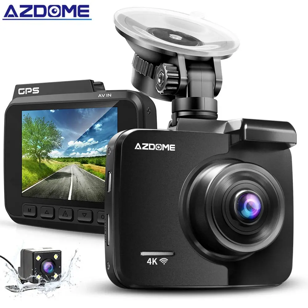 Видеорегистратор AZDOME GS63H, встроенный GPS, Wi-Fi, UHD 2160P, передняя + задняя камера VGA, 4K