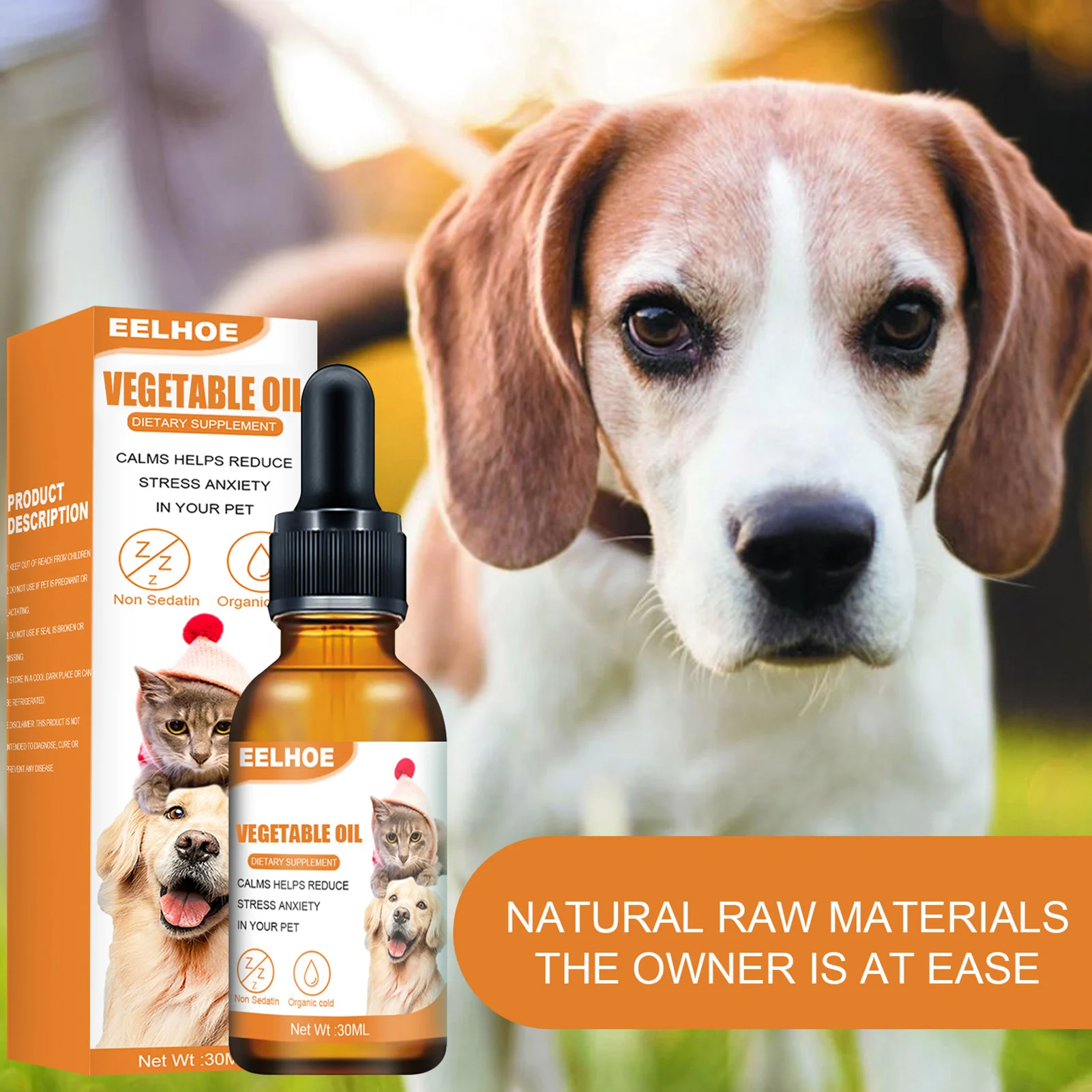Natural Organic Calming Drops Pet Anxiety Relief Blend Essential Oil For Dogs Cats Create An Anxiety-Free Experience Skin Health |