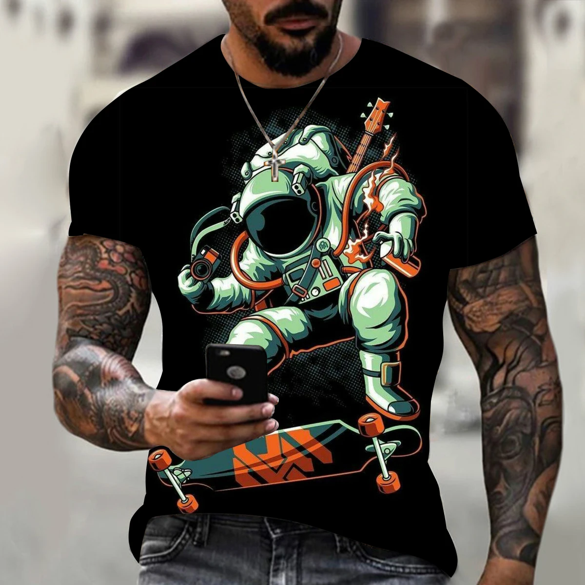 

Funny Astronaut 3d Print Summer Men's Round Neck T-shirt Casual Short Sleeve Oversized T Shirts Fashion Tee Tops Men Clothing