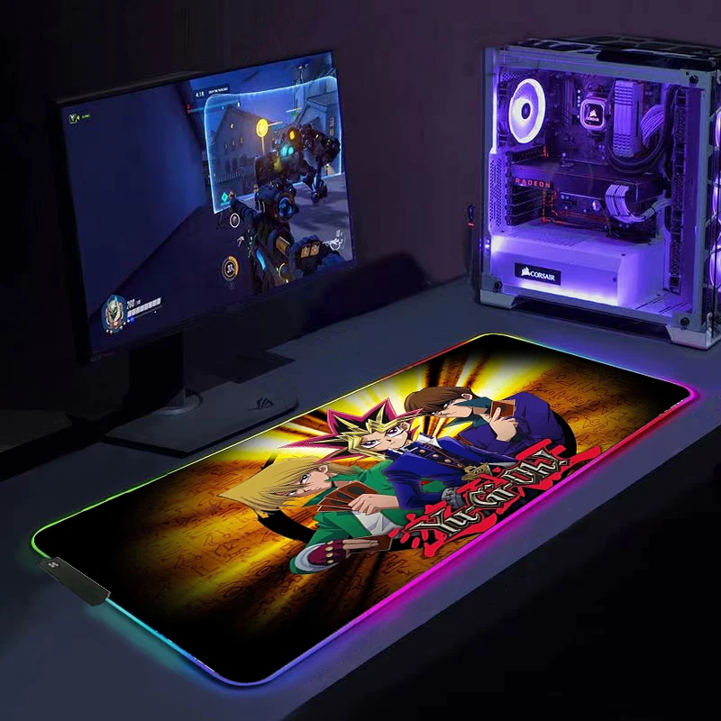RGB Tapis De Souris LED Mousepad Duel Monsters YuGiOh Anime Mause Pad Alfombrilla Gaming Accessiores Cool Mouse Pad Keyboard Mat