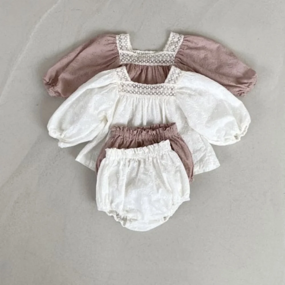 

Full Sleeve Baby Girl Blouse PP Shorts Sets Infant Outfits