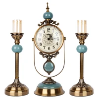american retro affordable luxury pendulum clock soft decoration european luxury metal clock candlestick wine rack vase series