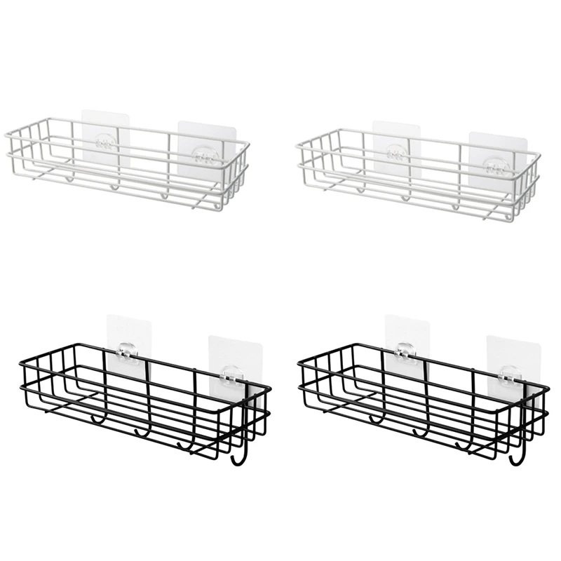 

Hot-2Pcs Toilet Rack Wall-Mounted Wrought Iron Bathroom Rack Towel Rack Free Punch Shower Gel Storage Rack