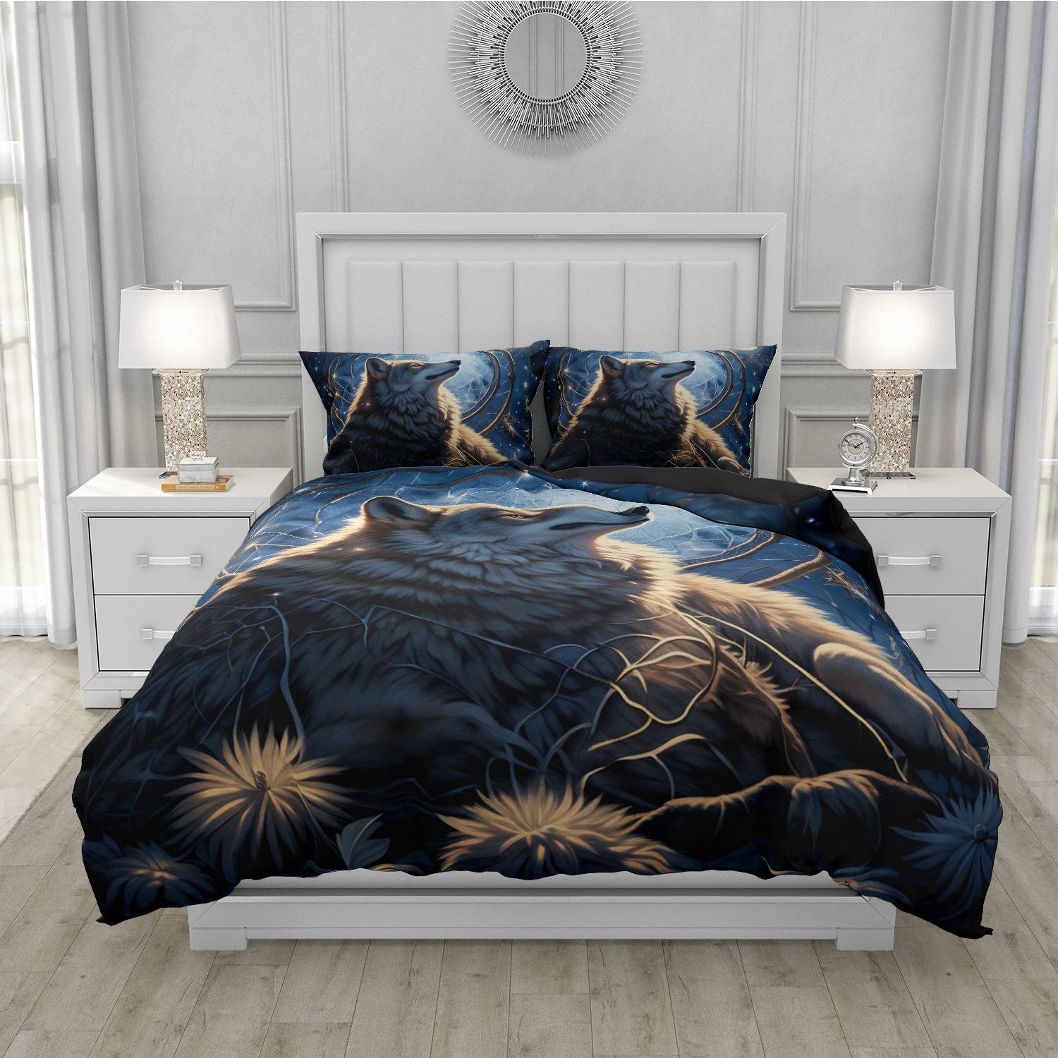 Комплект постельного белья в богемном стиле с пододеяльником и 3D рисунком Ловца