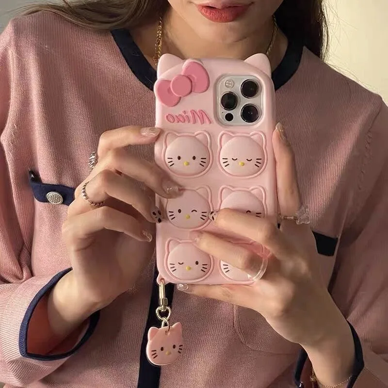 

Cute Cartoon Cat For Iphone 13 11 12 Pro X XR XS Max 6 6s 7 8 Plus SE2 Pop Fidget Toys Bubble Soft Silicone Phone Case